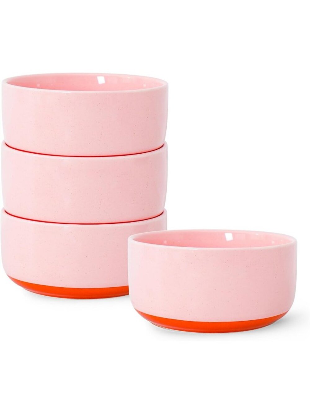 Set of 4 Pink Stoneware Cereal & Soup Bowls, 6-Inch, Durable & Stylish